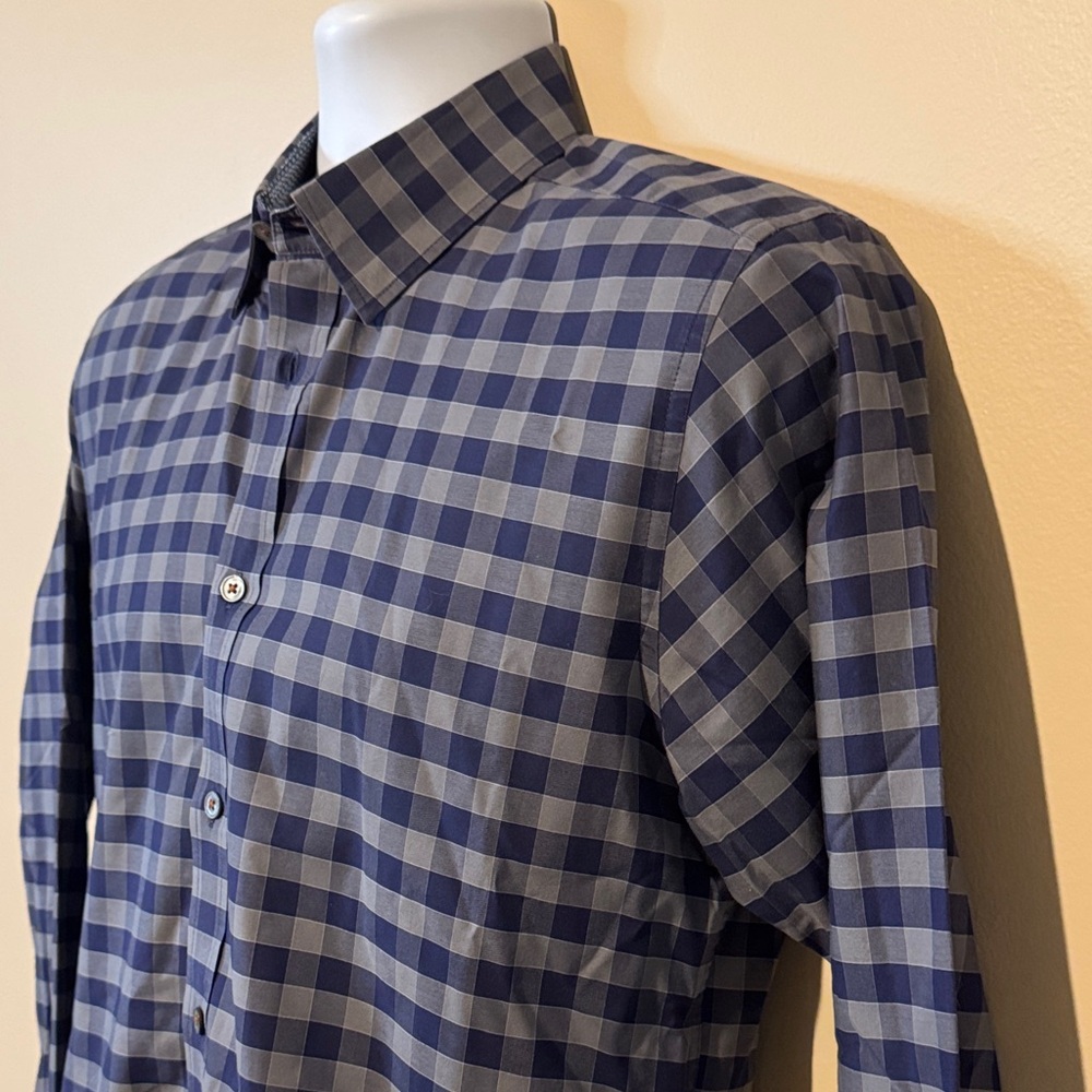 Ted Baker London Navy Checkered Button Down Shirt - Picture 3 of 11